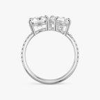 Toi et Moi Round and Oval Cut Pavé Engagement Ring in Solid Gold
