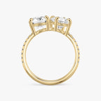 Toi et Moi Round and Oval Cut Pavé Engagement Ring in Solid Gold