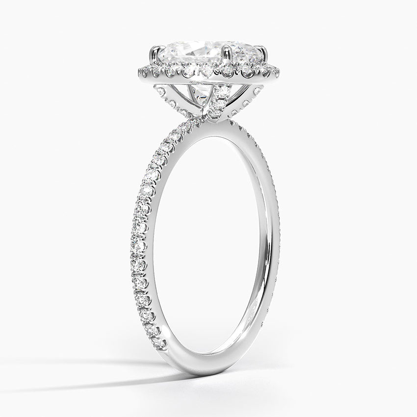 18K Solid Gold Halo Pavé Lab Diamond Ring Set Duo