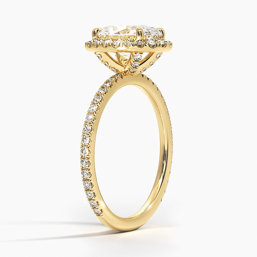 18K Solid Gold Halo Pavé Lab Diamond Ring Set Duo