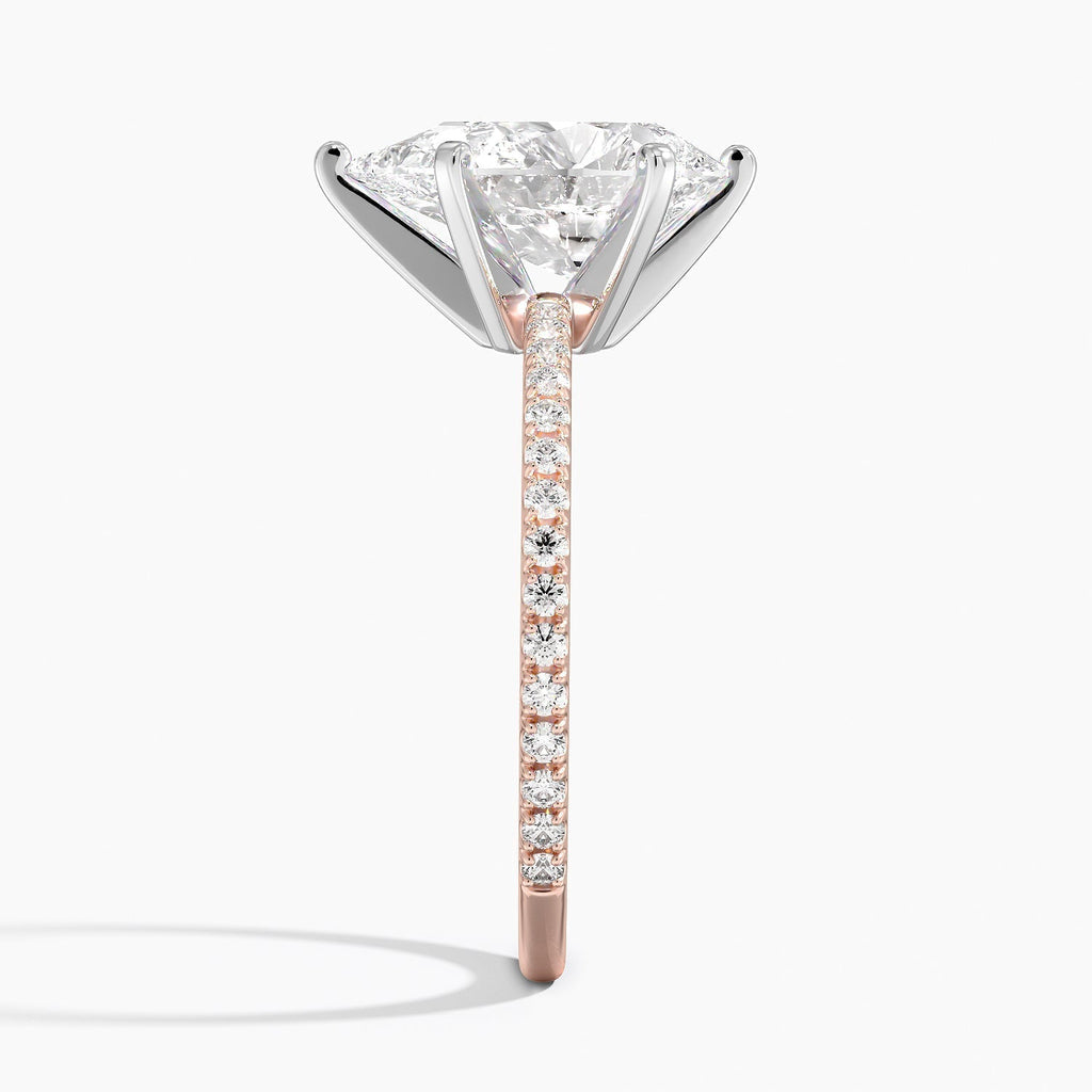 Pear Cut Contemporary Pavé Engagement Ring in Solid Gold⁠