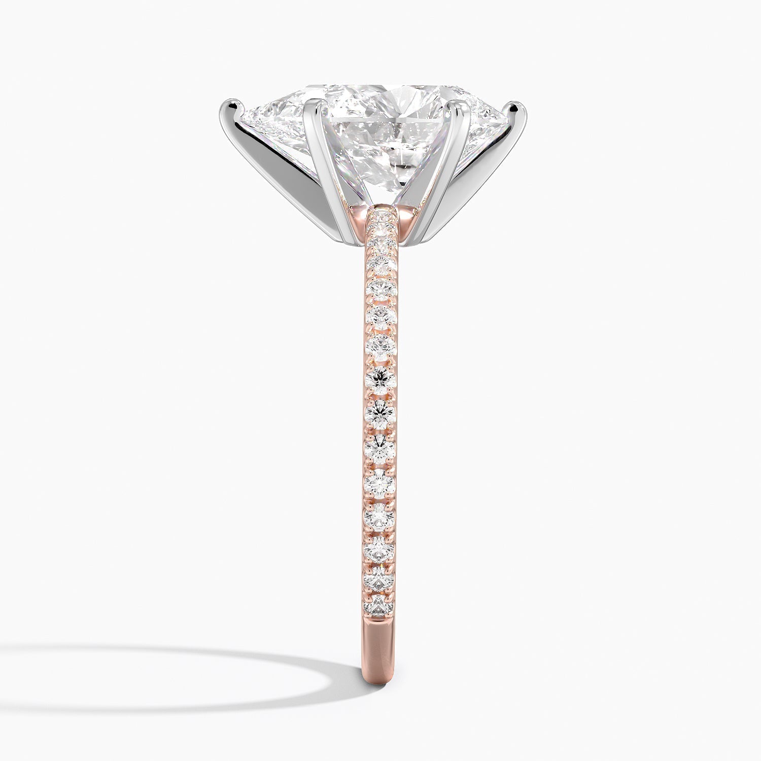 Pear Cut Contemporary Pavé Engagement Ring in Solid Gold⁠