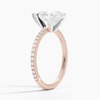 Pear Cut Contemporary Pavé Engagement Ring in Solid Gold⁠