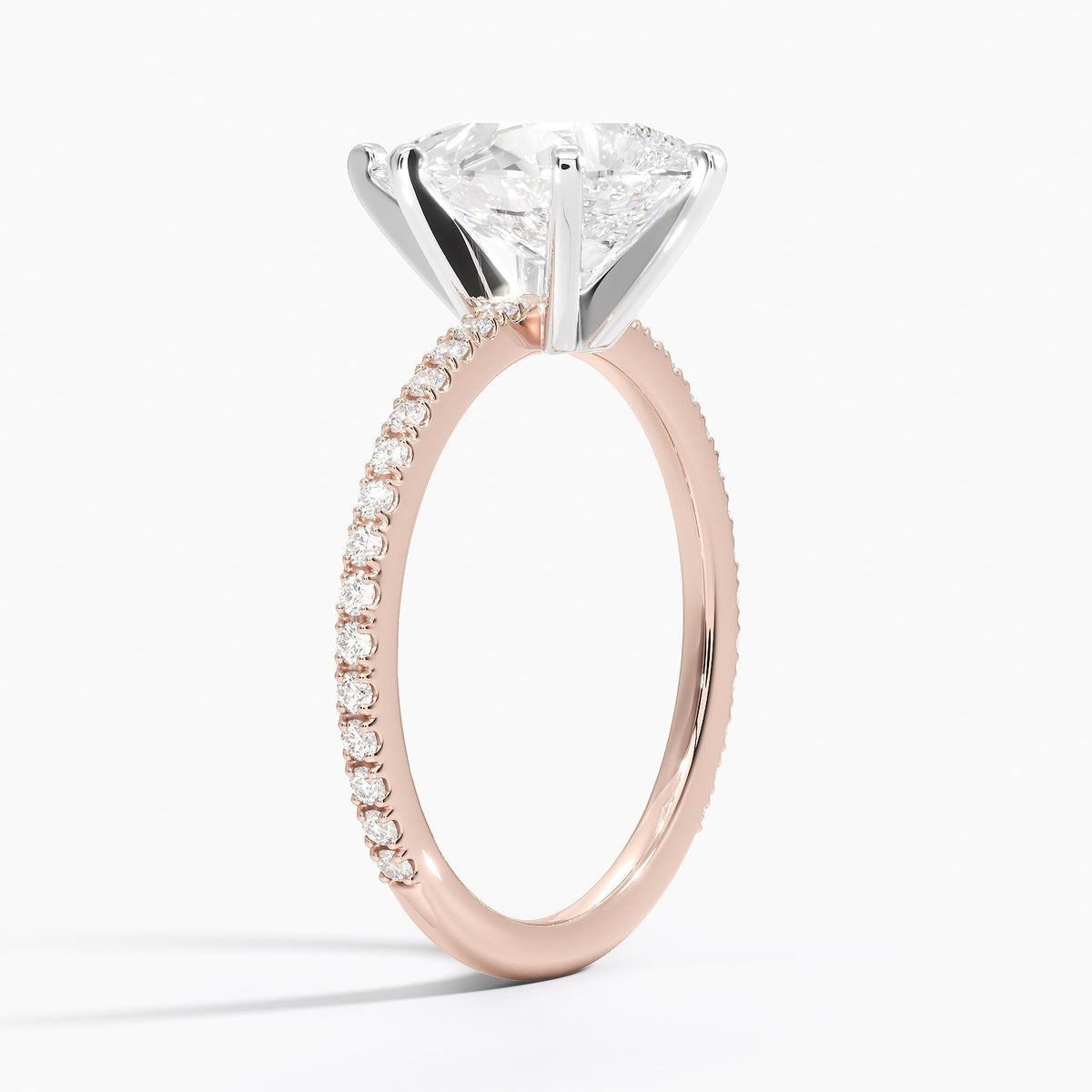 Pear Cut Contemporary Pavé Engagement Ring in Solid Gold⁠