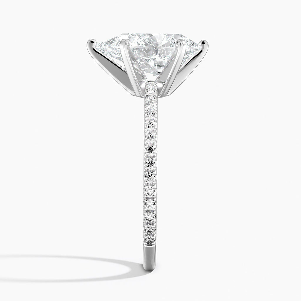 Pear Cut Contemporary Pavé Engagement Ring in Solid Gold⁠