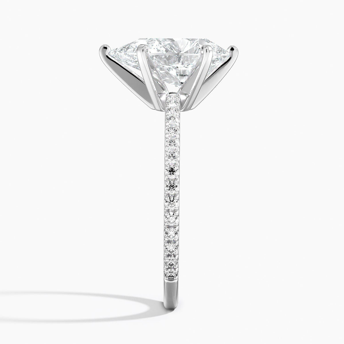 Pear Cut Contemporary Pavé Engagement Ring in Solid Gold⁠