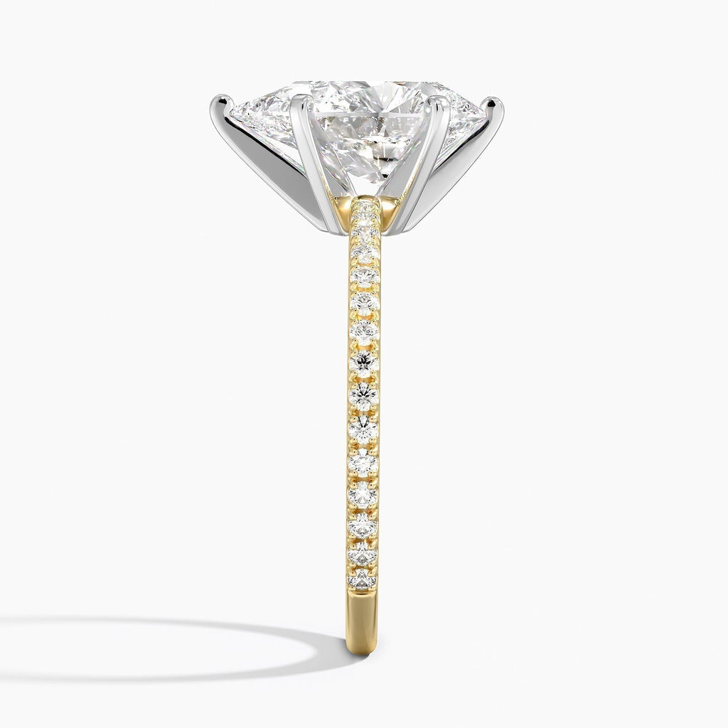 Pear Cut Contemporary Pavé Engagement Ring in Solid Gold⁠