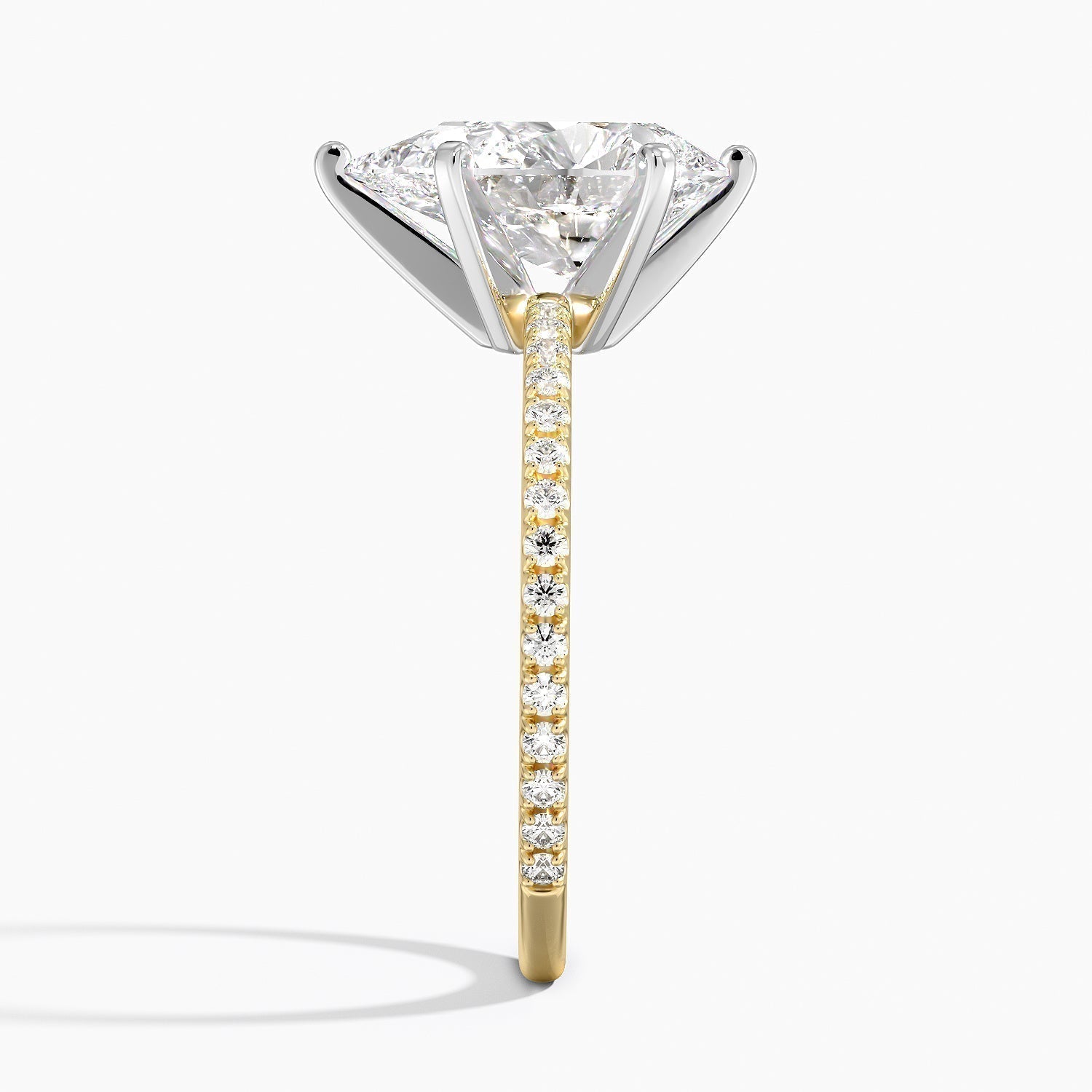 Pear Cut Contemporary Pavé Engagement Ring in Solid Gold⁠