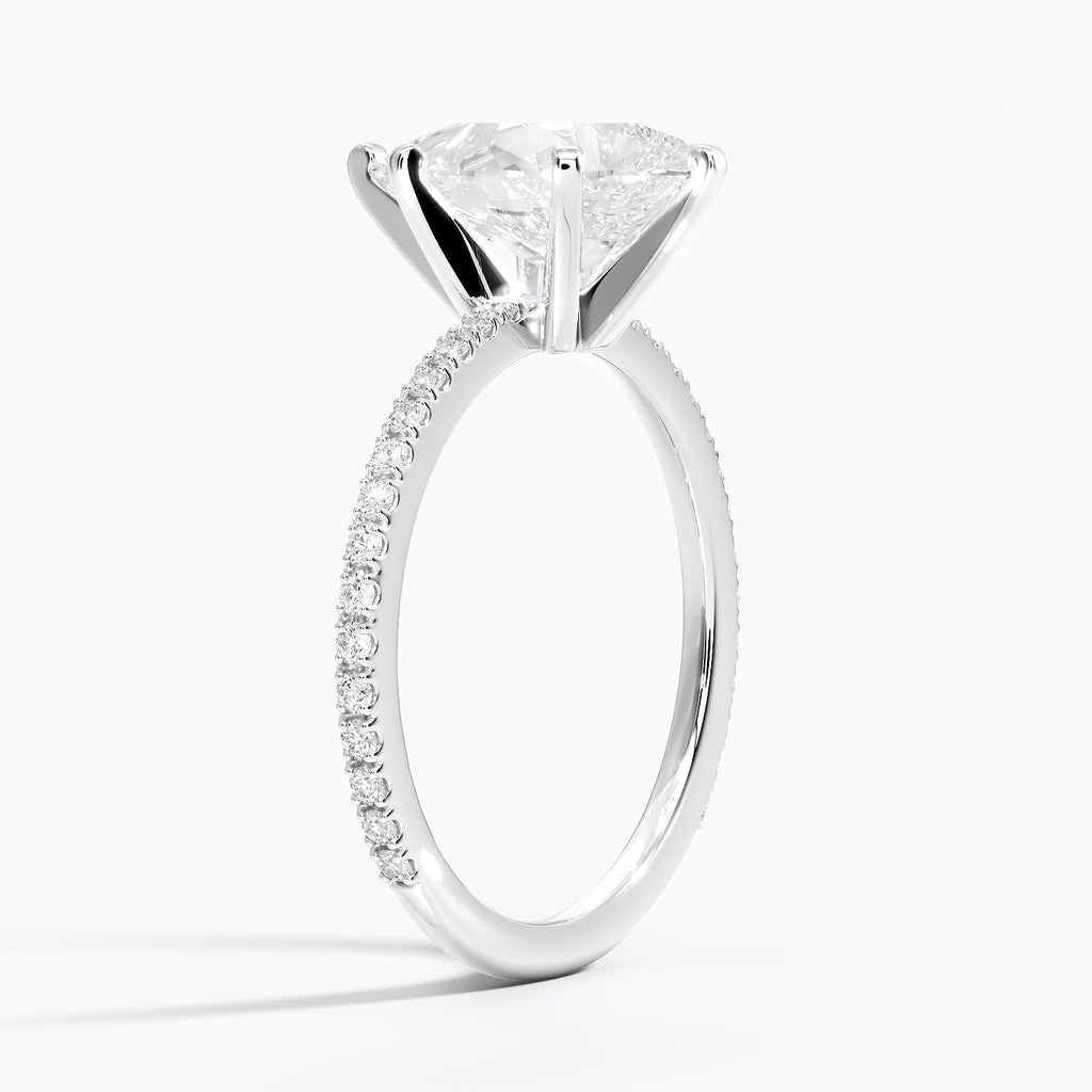 Pear Cut Contemporary Pavé Engagement Ring in Solid Gold⁠