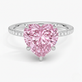 Pave Pink Heart Lab Diamond Ring in White Gold 18K