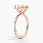 ⁠Princess Cut Halo Pavé Band Engagement Ring in Solid Gold