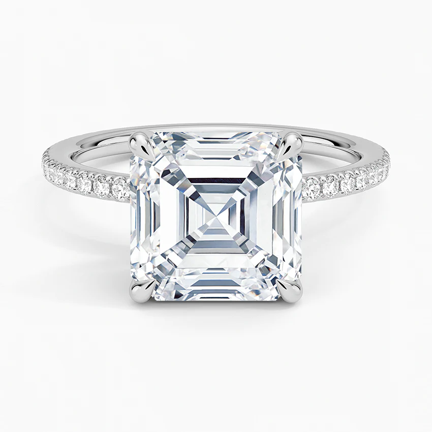 ecomposer-view with diamond shape-asscher, ecomposer-metal type-white-gold-18k