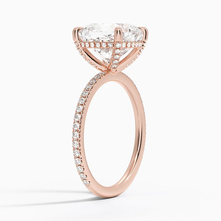 4 Carat Pave Lab Grown Diamond Engagement Ring in 18k Gold
