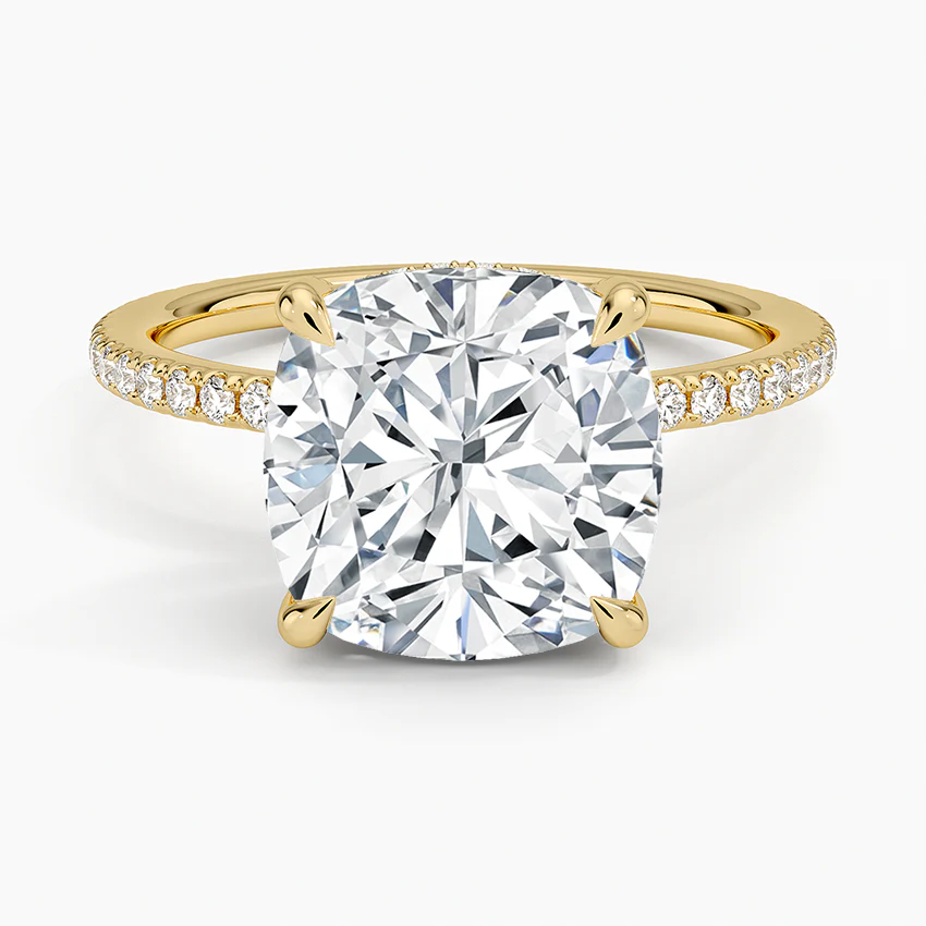 ecomposer-view with diamond shape-cushion, ecomposer-metal type-yellow-gold-18k