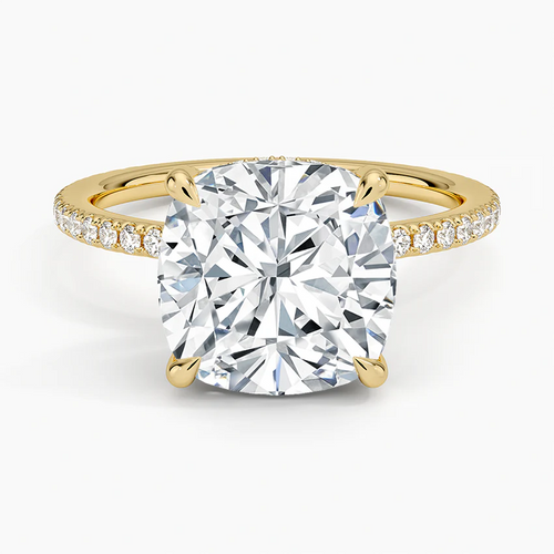 ecomposer-view with diamond shape-cushion, ecomposer-metal type-yellow-gold-18k