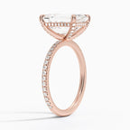 18K Solid Gold Lab Grown Diamond Pave Solitaire Engagement Ring