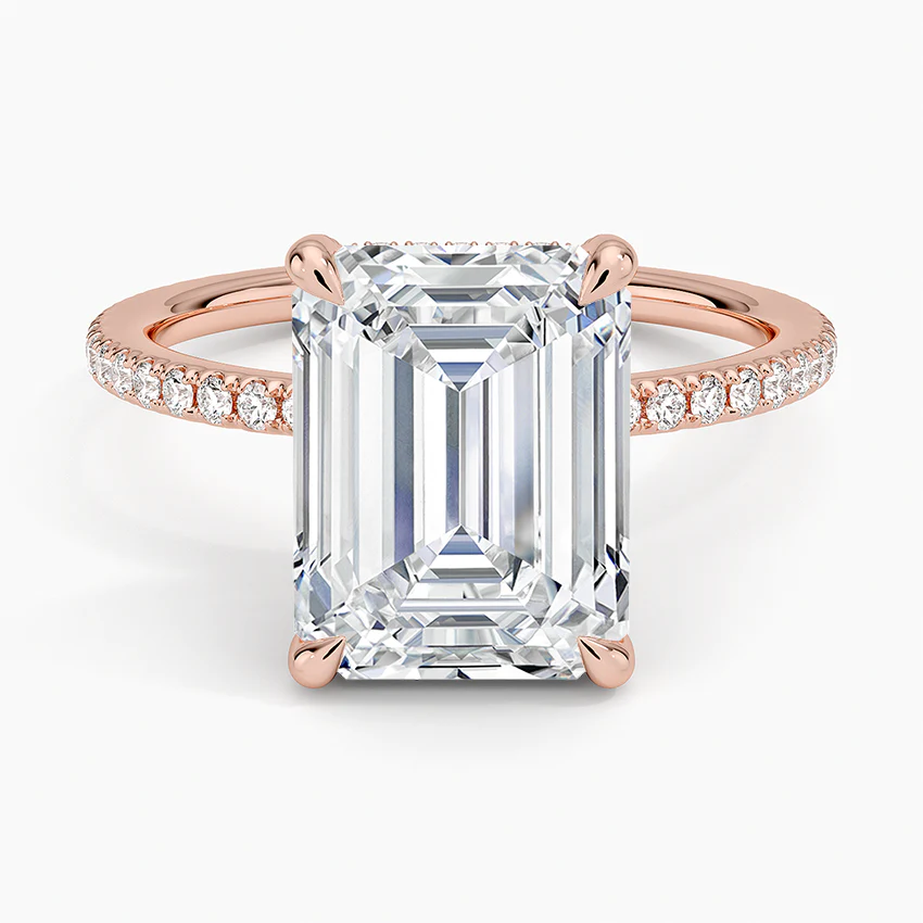 ecomposer-view with diamond shape-emerald, ecomposer-metal type-rose-gold-18k