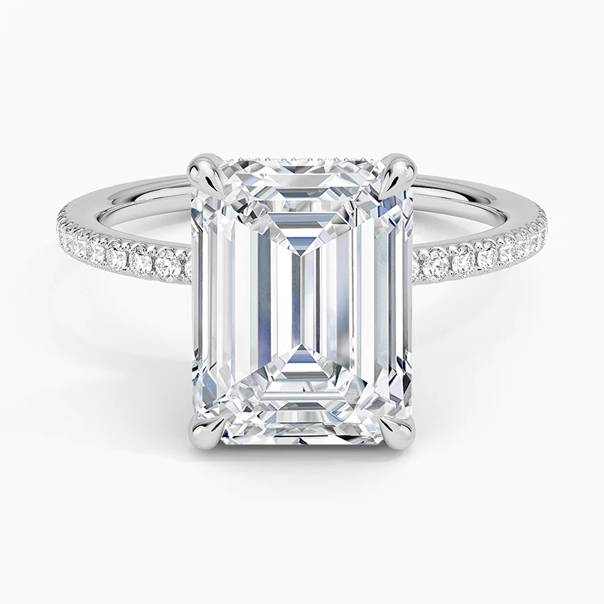 ecomposer-view with diamond shape-emerald, ecomposer-metal type-white-gold-18k