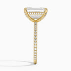 18K Solid Gold Lab Grown Diamond Pave Solitaire Engagement Ring