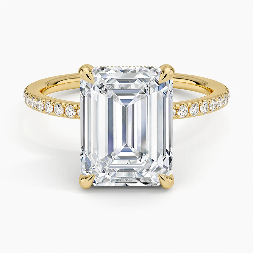 ecomposer-view with diamond shape-emerald, ecomposer-metal type-yellow-gold-18k