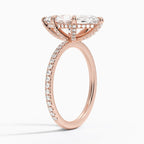 ⁠Marquise Cut Pavé Diamond Solitaire Engagement Ring in Solid Gold⁠