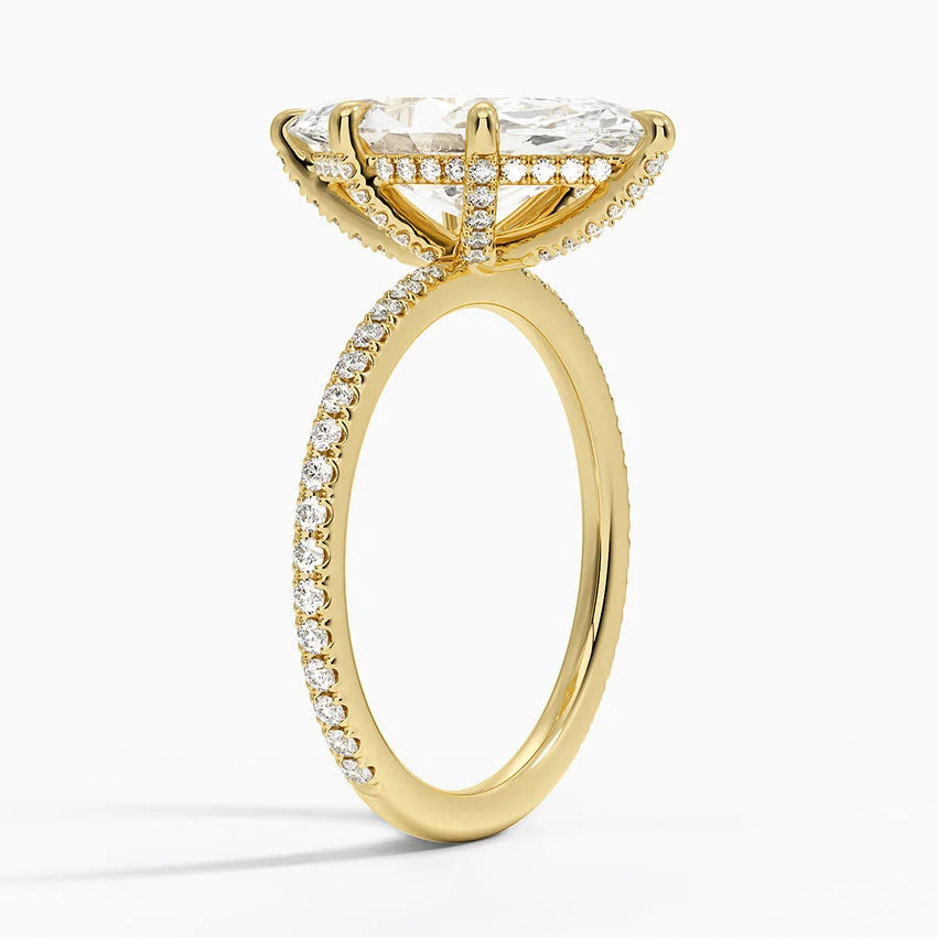 4 Carat Pave Lab Grown Diamond Engagement Ring in 18k Gold