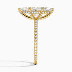 ⁠Marquise Cut Pavé Diamond Solitaire Engagement Ring in Solid Gold⁠