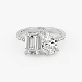 ecomposer-view with diamond shape-emerald-and-pear,ecomposer-metal type-white-gold-18k