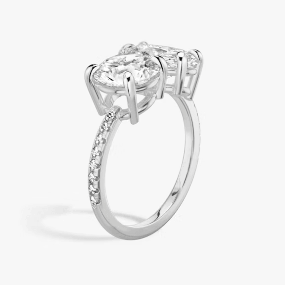 Toi et Moi - Pave - 1.5 ct - 1.5 ct
