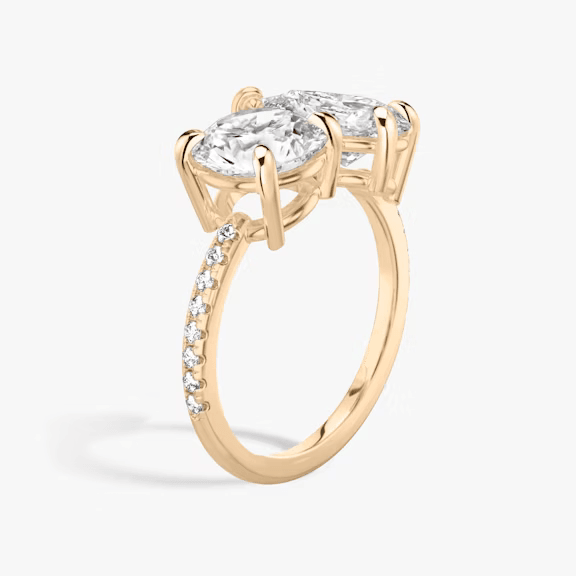 Toi et Moi - Pave - 1.5 ct - 1.5 ct