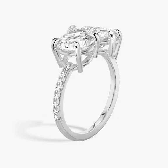 Toi et Moi - Pave - 1.5 ct - 1.5 ct