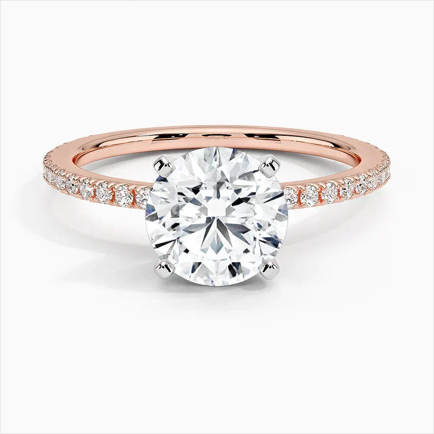 18K Solid Gold Contemporary Pavé Lab Grown Diamond Ring