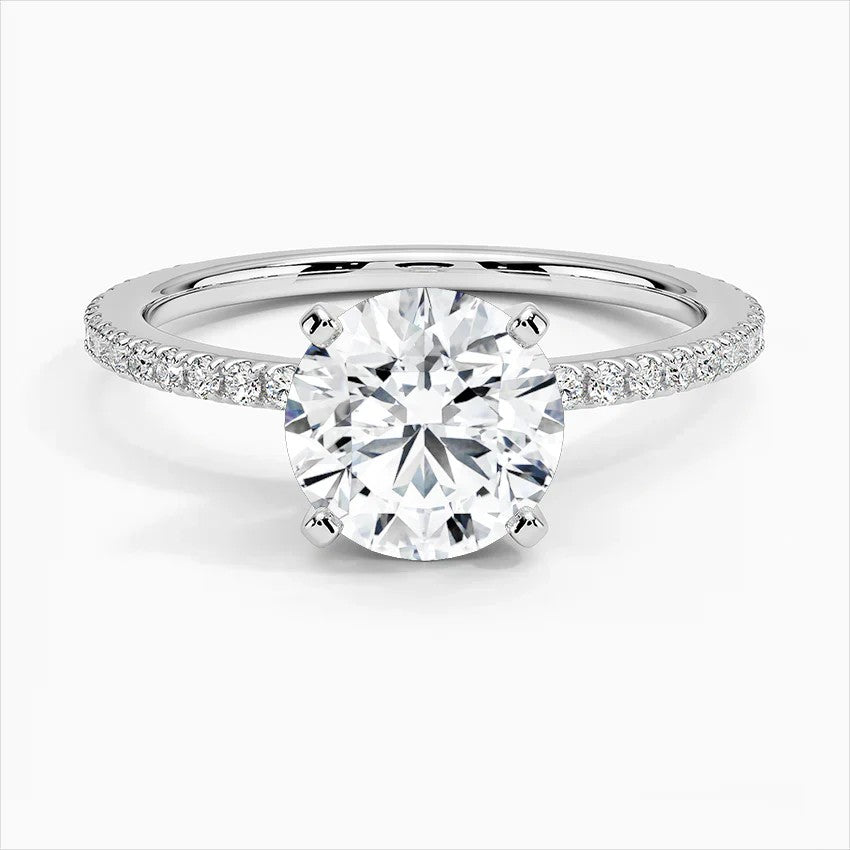 18K Solid Gold Contemporary Pavé Lab Grown Diamond Ring