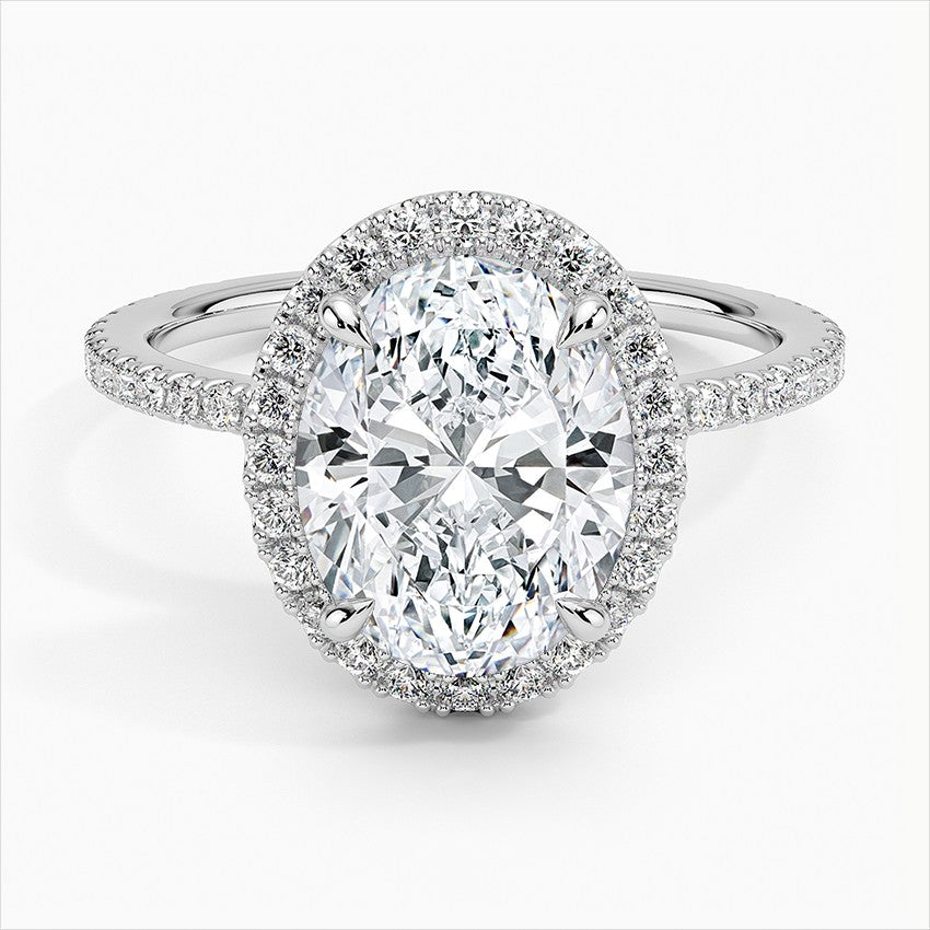 18K Solid Gold Halo Pavé Lab Diamond Ring Set Duo