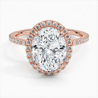 18K Solid Gold Halo Pavé Lab Diamond Ring Set Duo