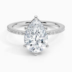 Pear Cut Contemporary Pavé Engagement Ring in Solid Gold⁠