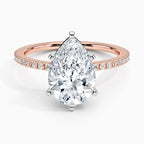 Pear Cut Contemporary Pavé Engagement Ring in Solid Gold⁠