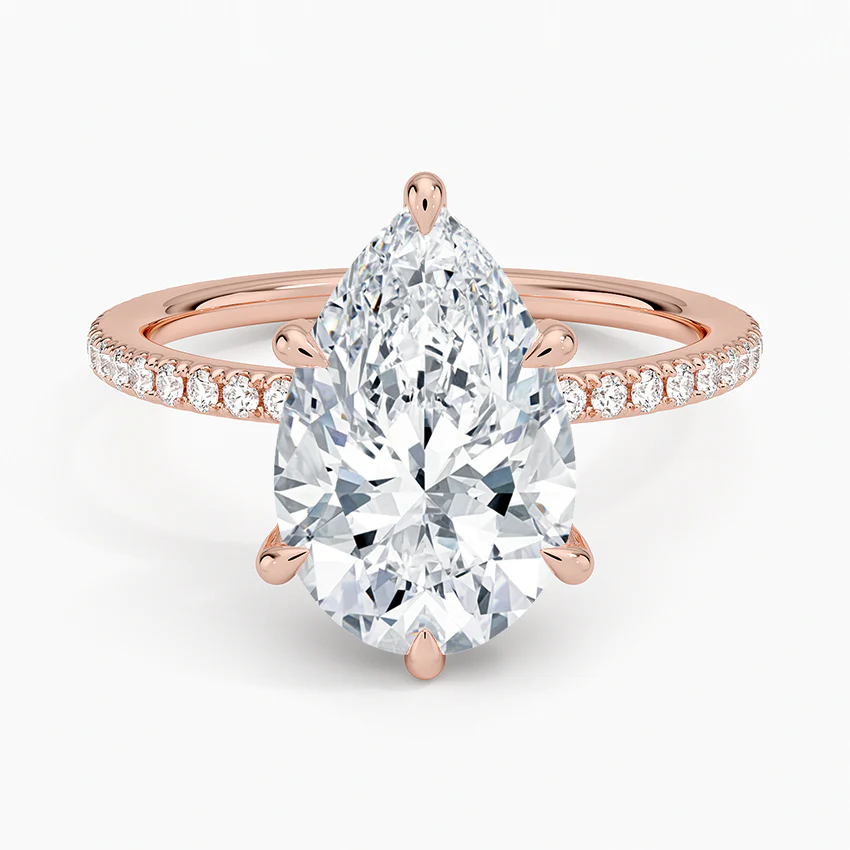 ecomposer-view with diamond shape-pear, ecomposer-metal type-rose-gold-18k