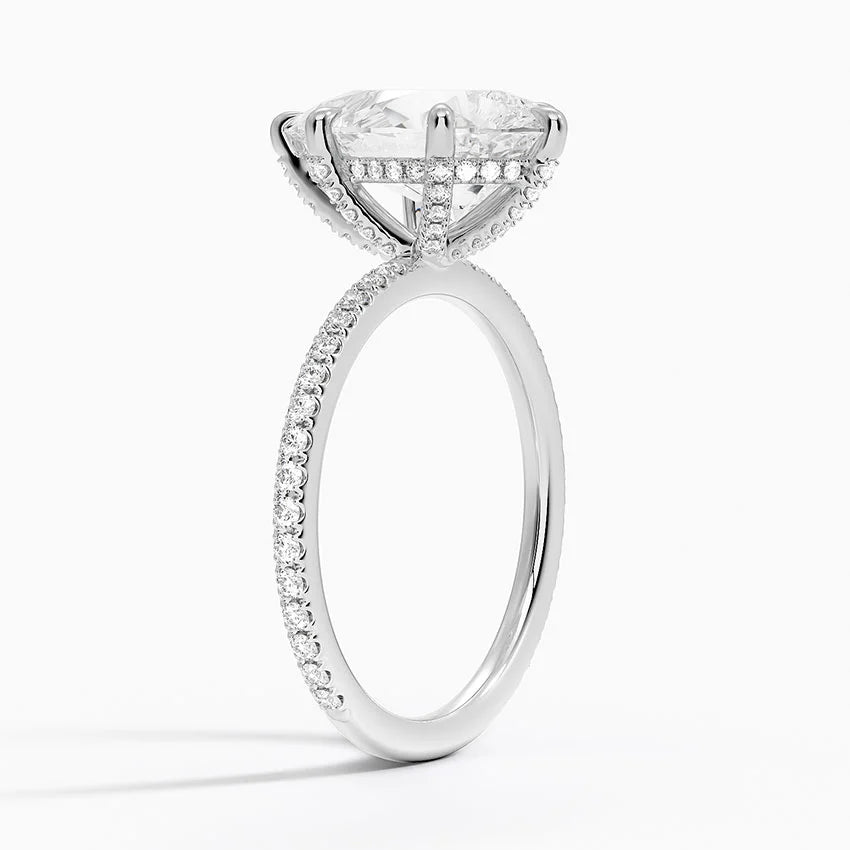 4 Carat Pave Lab Grown Diamond Engagement Ring in 18k Gold
