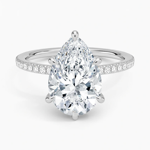 ecomposer-view with diamond shape-pear, ecomposer-metal type-white-gold-18k