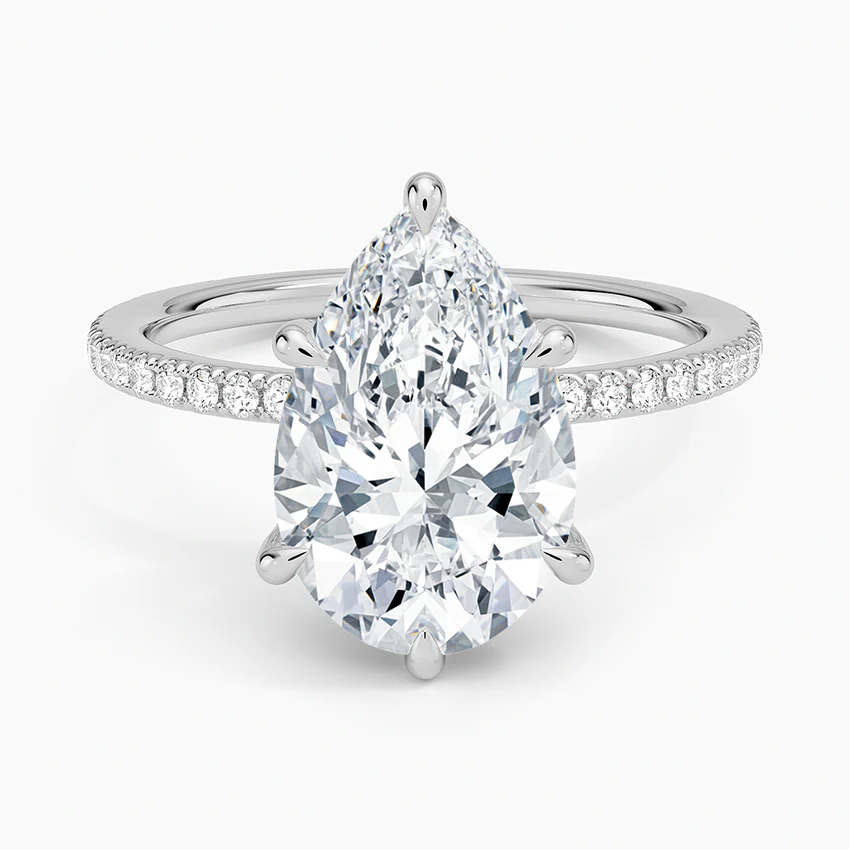 ecomposer-view with diamond shape-pear, ecomposer-metal type-white-gold-18k
