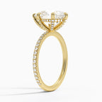 Pear Cut Contemporary Pavé Engagement Ring in Solid Gold⁠