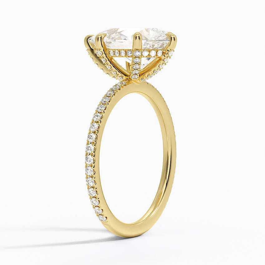 4 Carat Pave Lab Grown Diamond Engagement Ring in 18k Gold