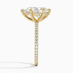 Pear Cut Pavé Diamond Solitaire Engagement Ring in Solid Gold⁠