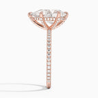 Pear Cut Pavé Diamond Solitaire Engagement Ring in Solid Gold⁠