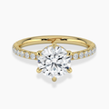Pave Hidden Halo Lab Diamond Engagement  Ring in 18K Gold - Round