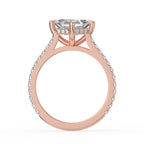 18K Solid Gold Asscher Hidden Halo Lab Grown Diamond Ring