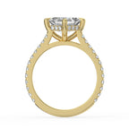 18K Solid Gold Asscher Hidden Halo Lab Grown Diamond Ring