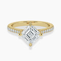 18K Solid Gold Asscher Hidden Halo Lab Grown Diamond Ring