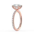 18K Solid Gold Elongated Cushion Pavé Hidden Halo Ring